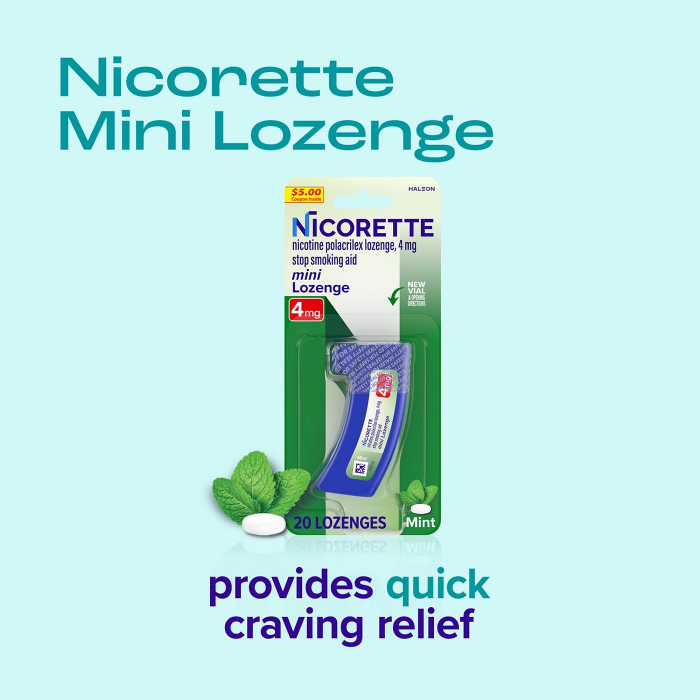 Nicorette Mini Nicotine Lozenges, 4 mg, Mint; image 7 of 8