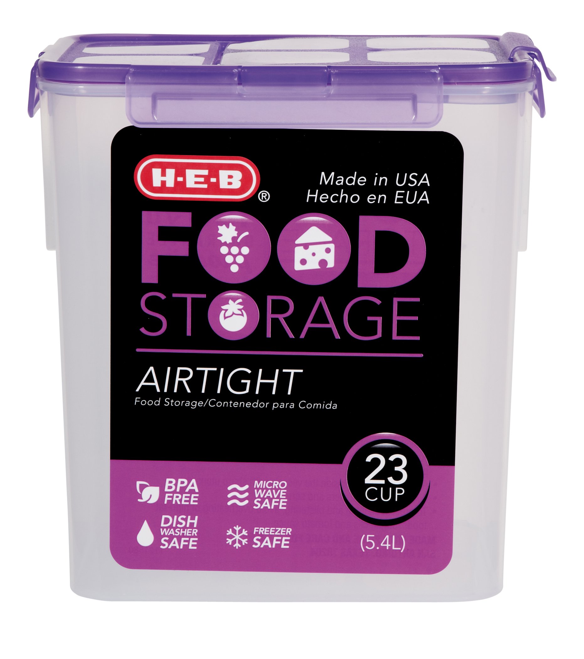 H-E-B 23 Cup Airtight Food Storage Container With Purple Lid - Shop ...