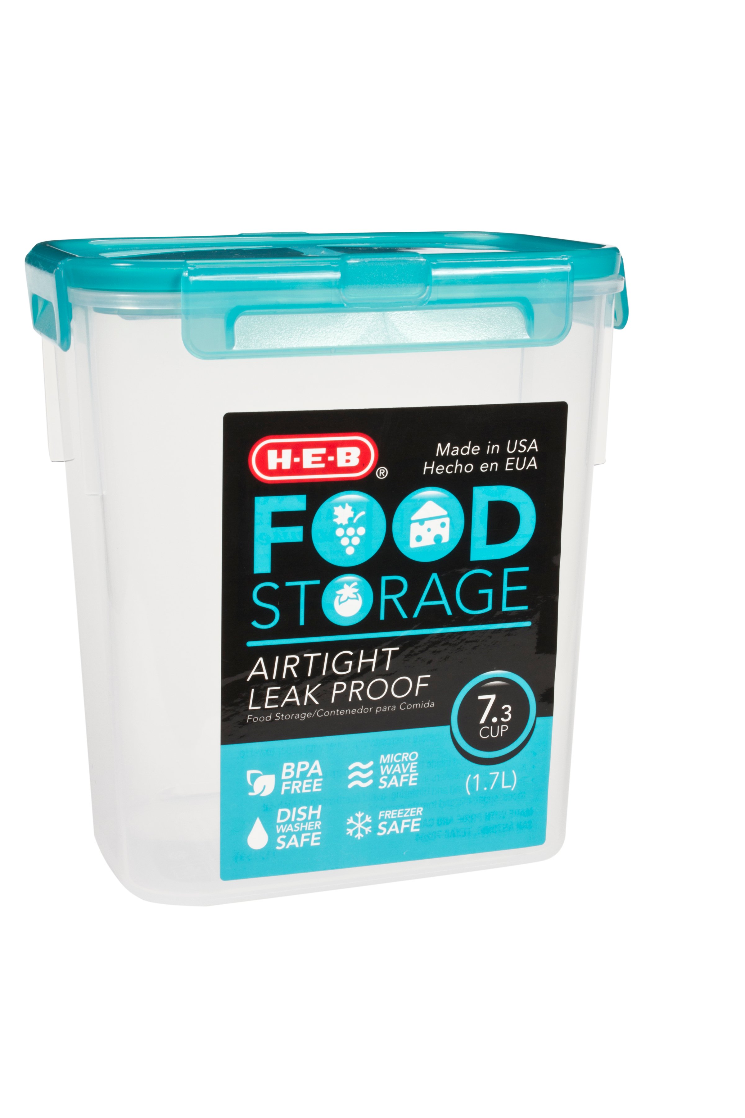 HEB 7.3 Cup Airtight Leak Proof Food Storage Container with Turquoise