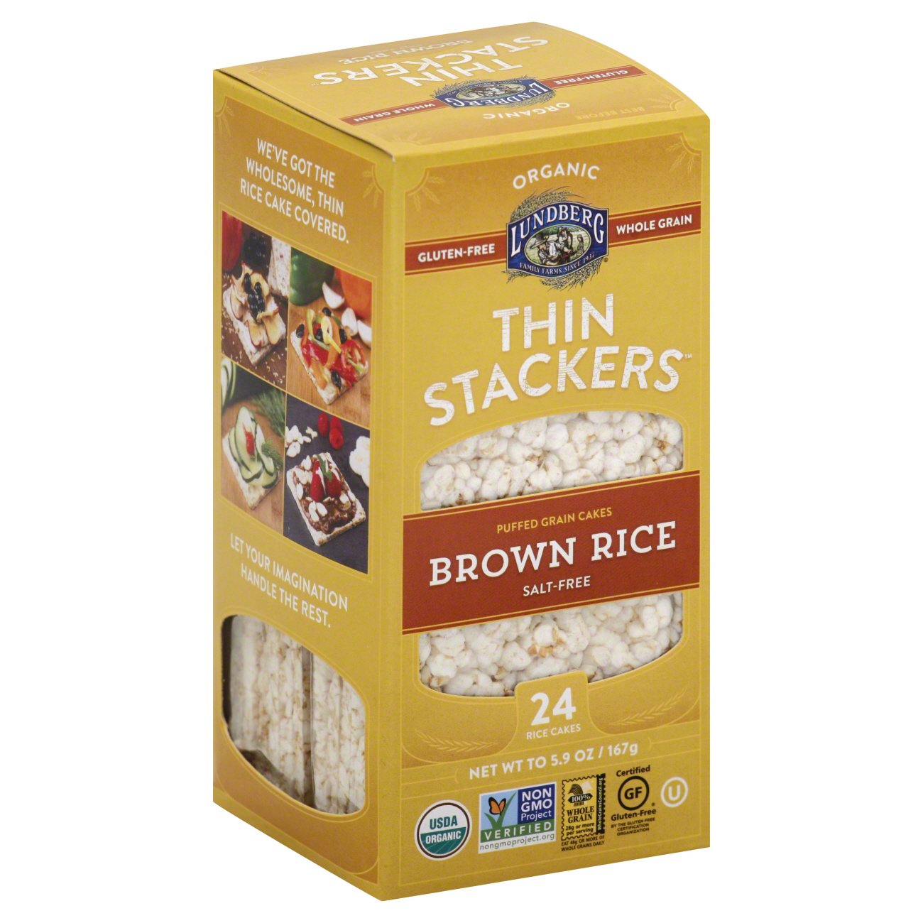 Lundberg Organic Thin Stackers Brown Rice Salt Free Shop Rice Cakes
