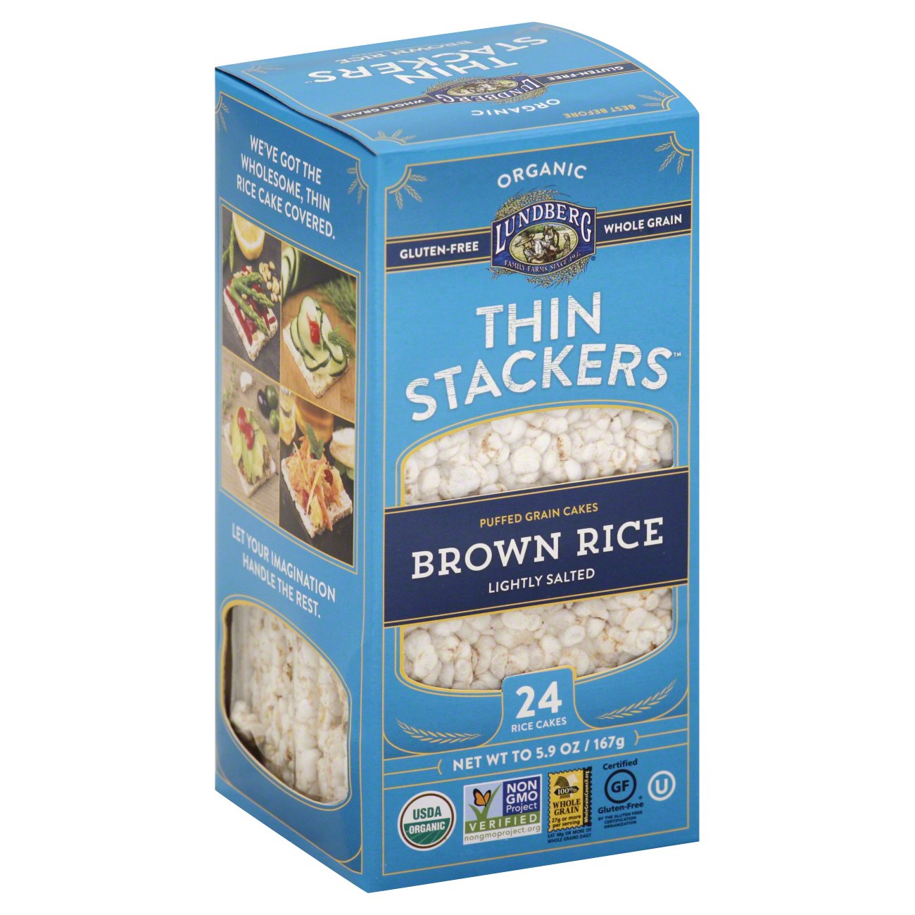 Lundberg Organic Thin Stackers Brown Rice Lightly Salted Shop Rice
