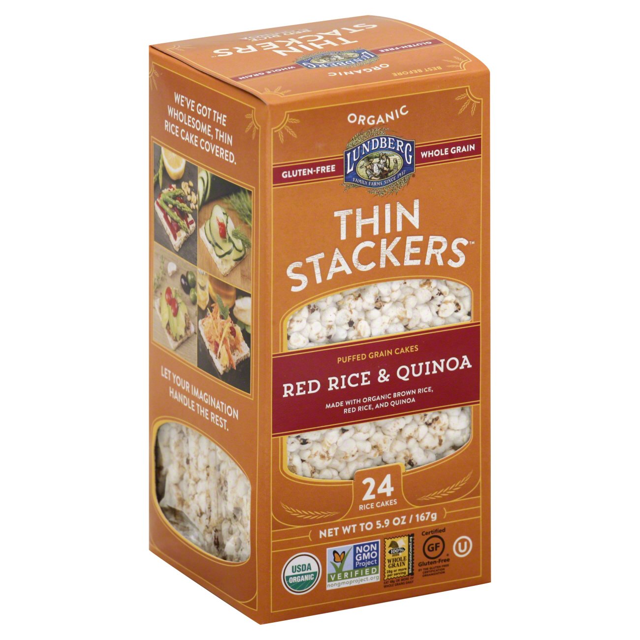 Lundberg Organic Thin Stackers Red Rice & Quinoa Shop Rice cakes at HEB
