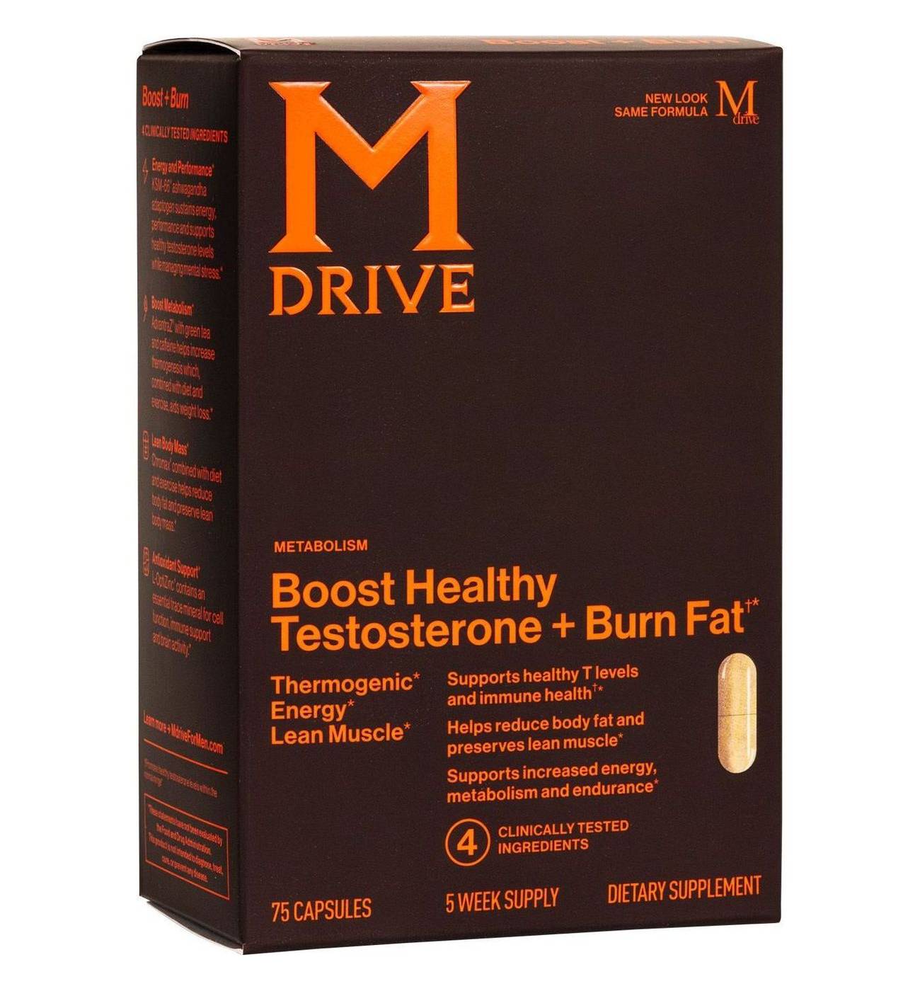M Drive Boost Testosterone & Burn Fat Capsules; image 1 of 4