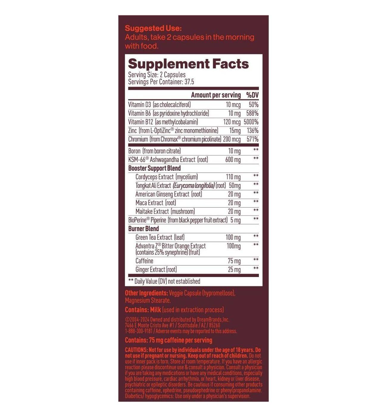M Drive Boost Testosterone & Burn Fat Capsules; image 3 of 4