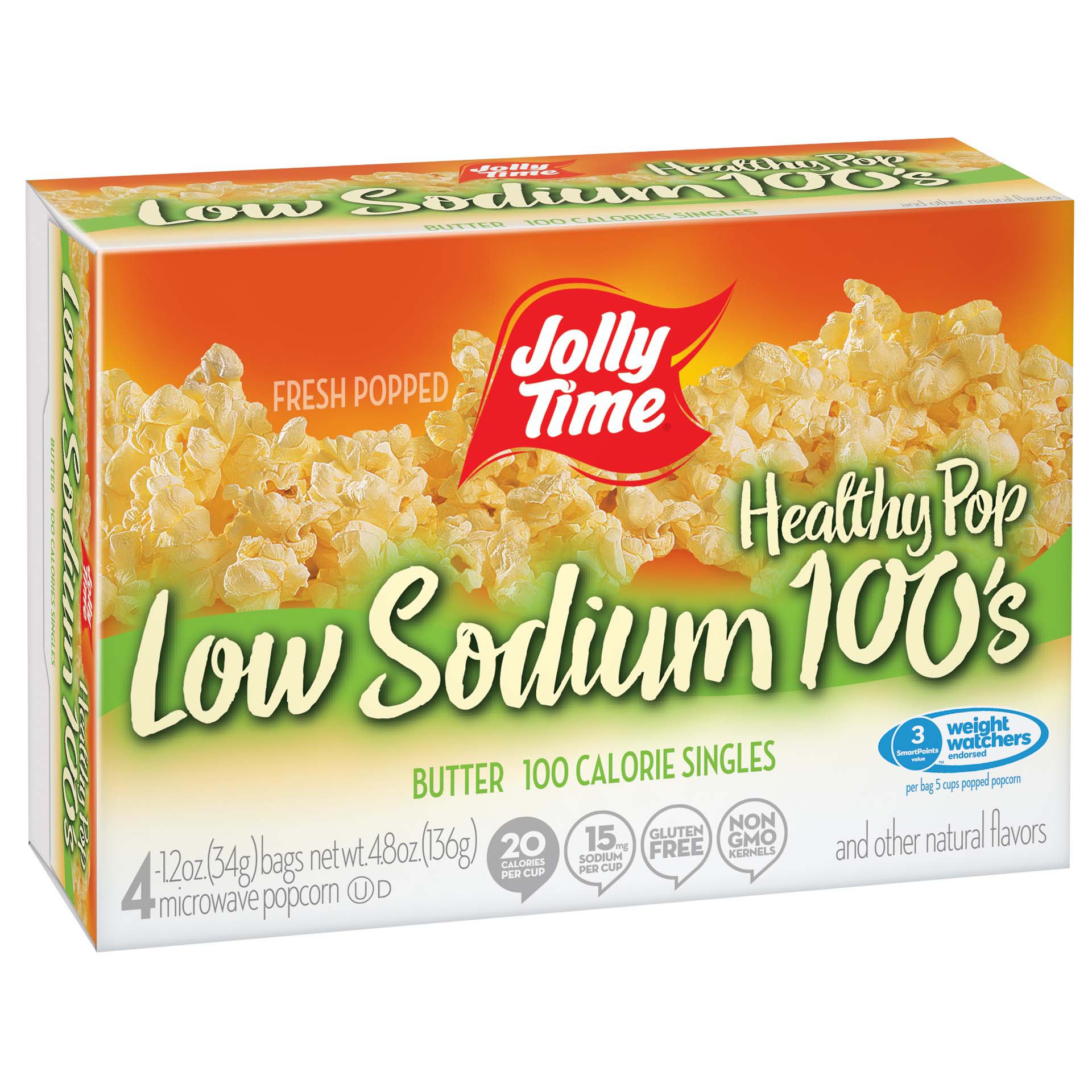 Jolly Time Microwaveable Low Sodium 100 Calorie Buttered Popcorn - Shop ...