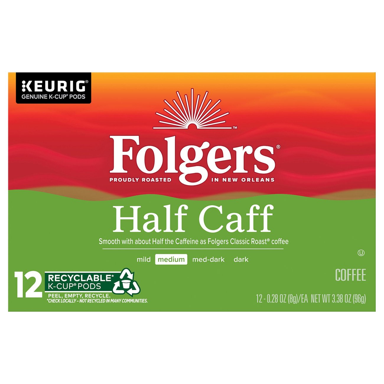 Folgers 1/2 Caff Medium Roast Single Serve Coffee K Cups Shop Coffee