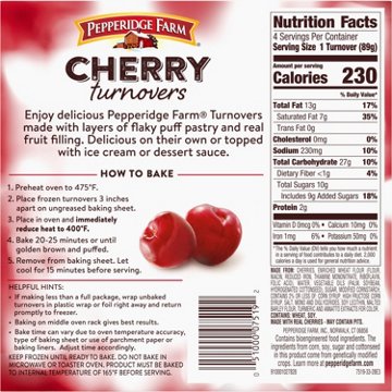 Pepperidge Farm Frozen Cherry Turnovers Pastries, 4 ct