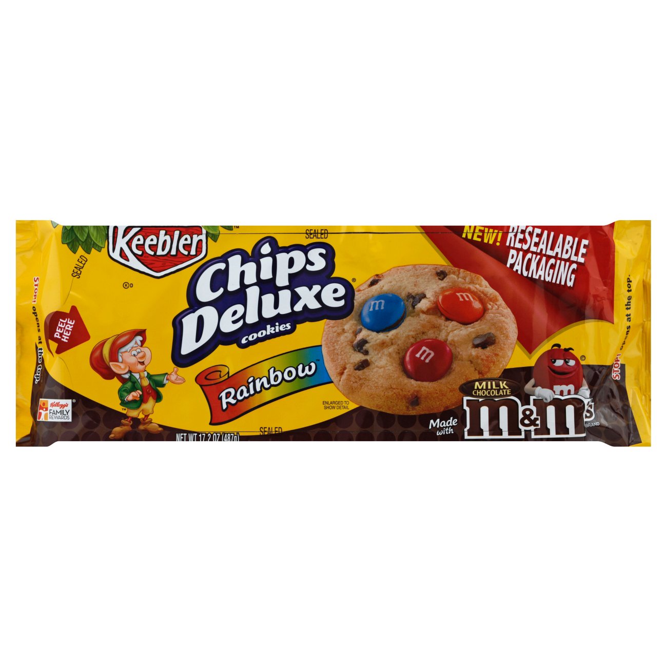 Keebler Chips Deluxe Rainbow Chocolate Chip Cookies with M and M's