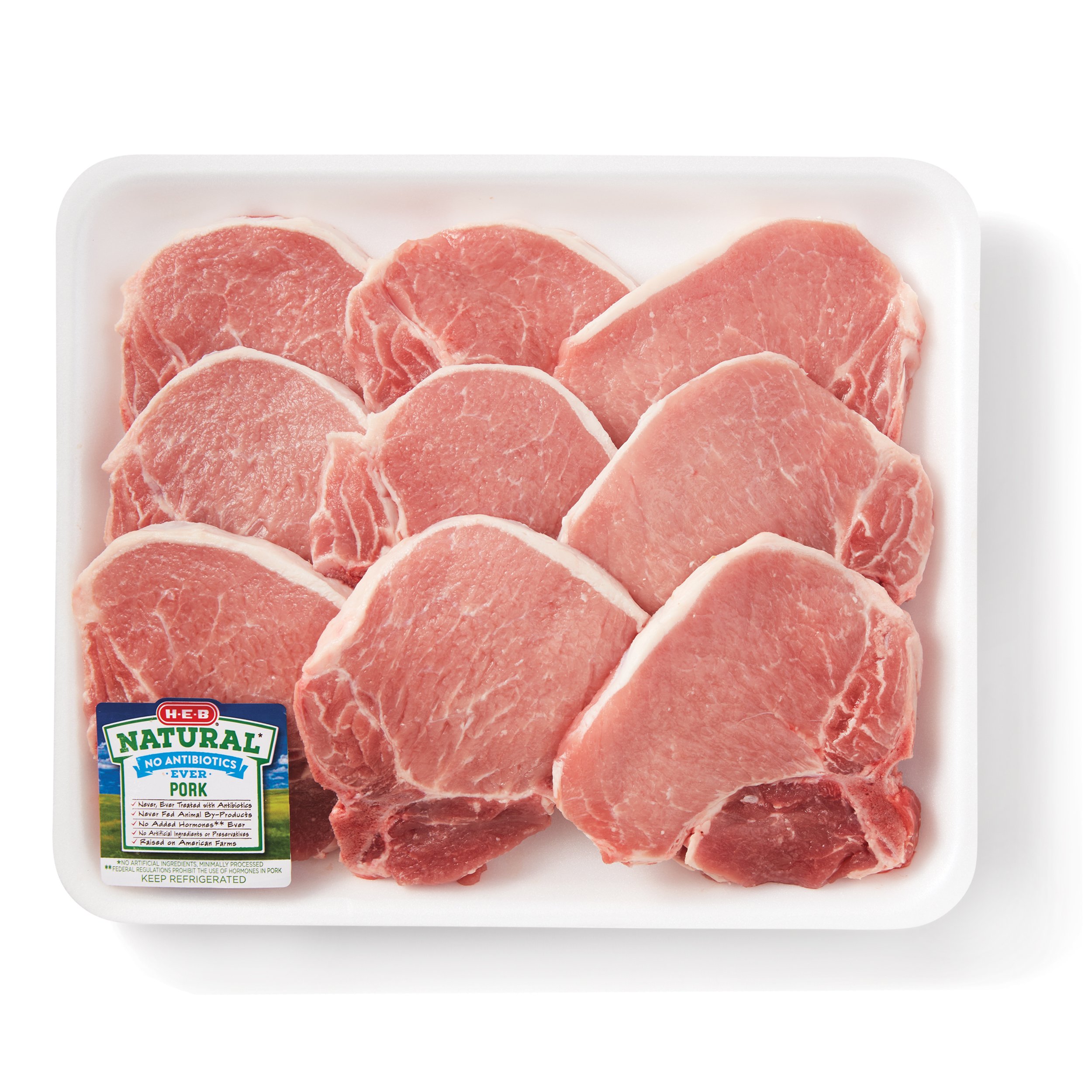 HEB Natural BoneIn Center Loin Pork Chops Value Pack Shop Pork