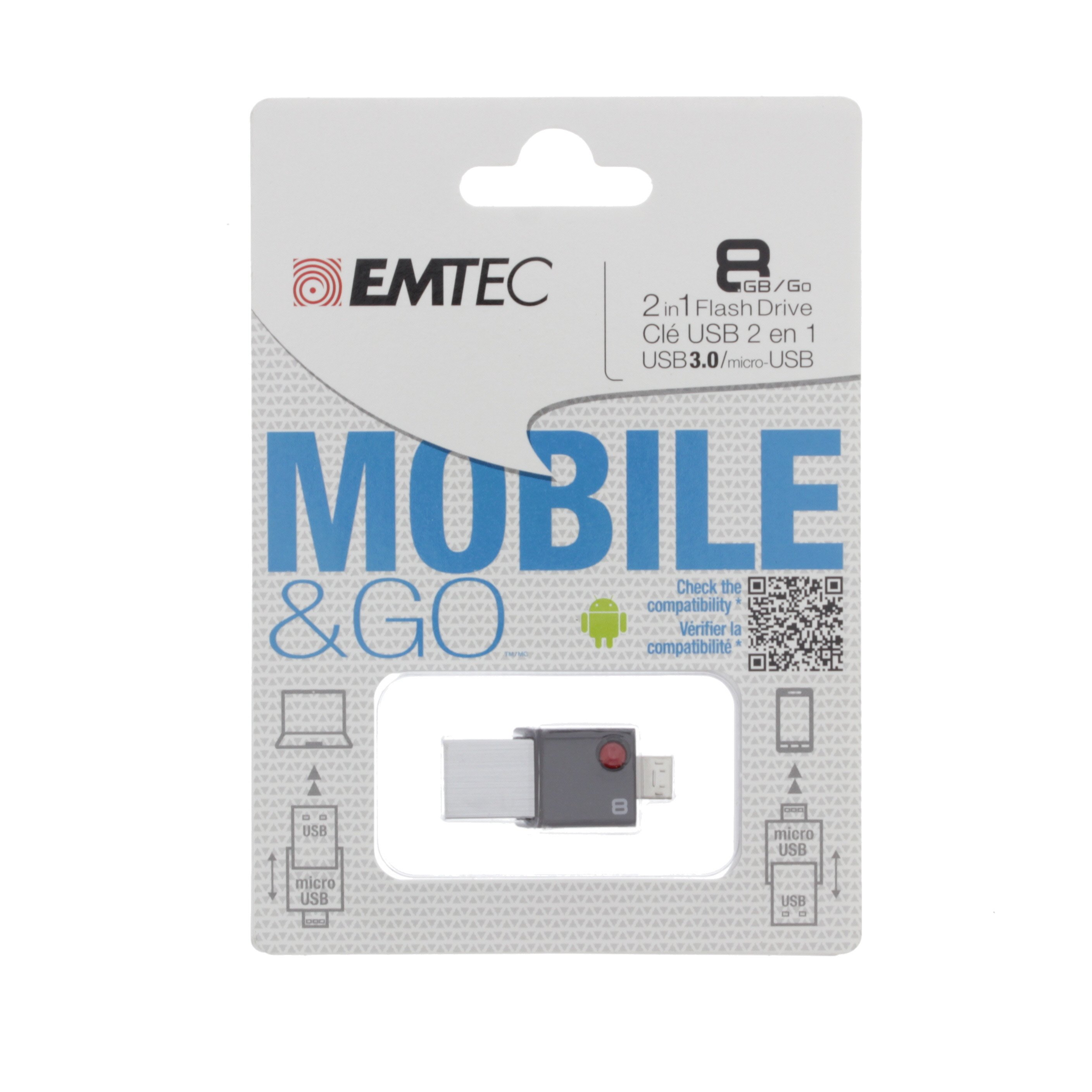 EMTEC 8GB Mobile & Go 2 in 1 Flash Drive, USB & Micro-USB - Shop