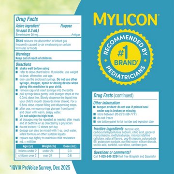 Mylicon Infants' Gas Relief Drops for Infants and Babies, Dye Free Formula