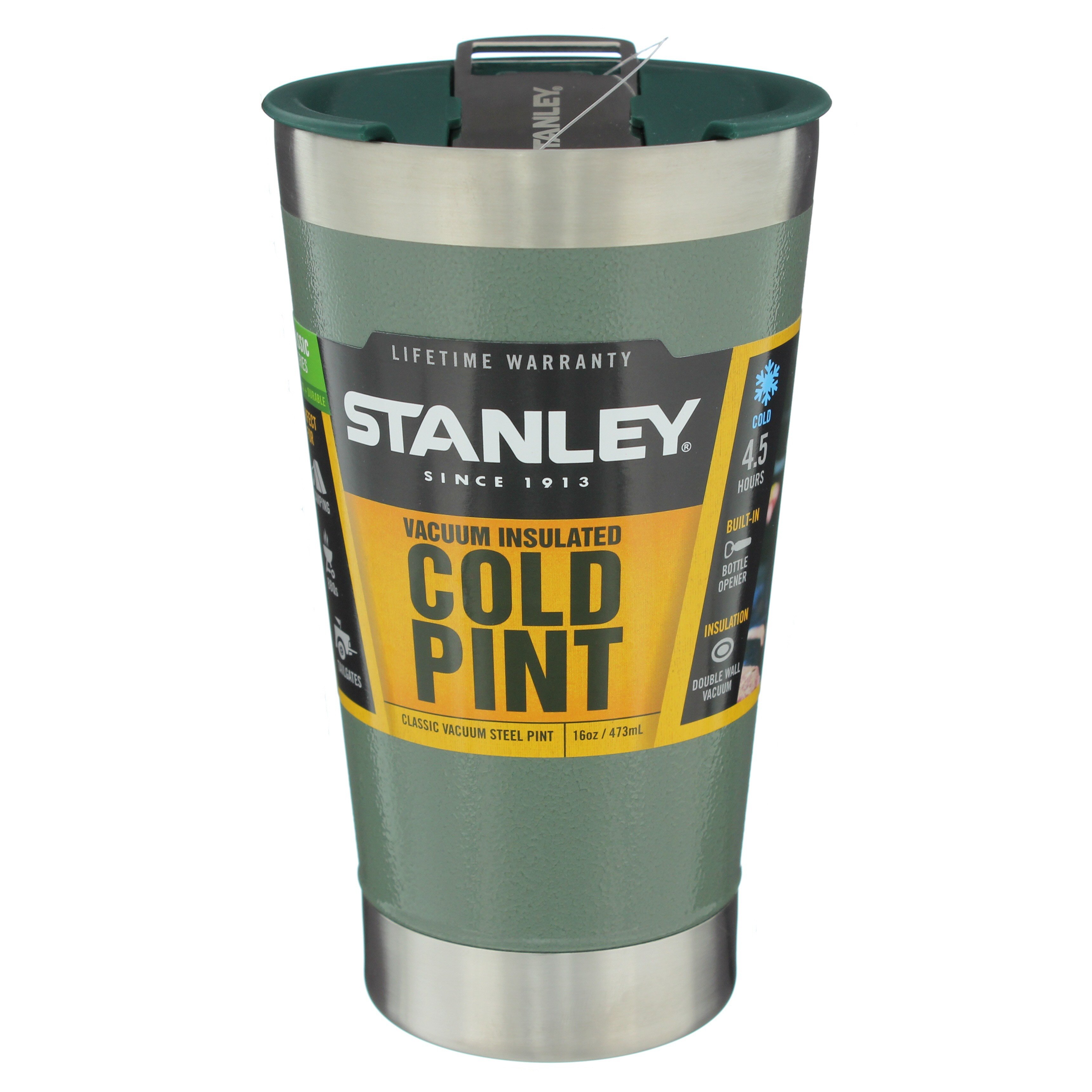 Stanley Classic 16oz Vacuum Stainless Steel Pint, Hammertone Green - Shop  Travel & To-Go at H-E-B