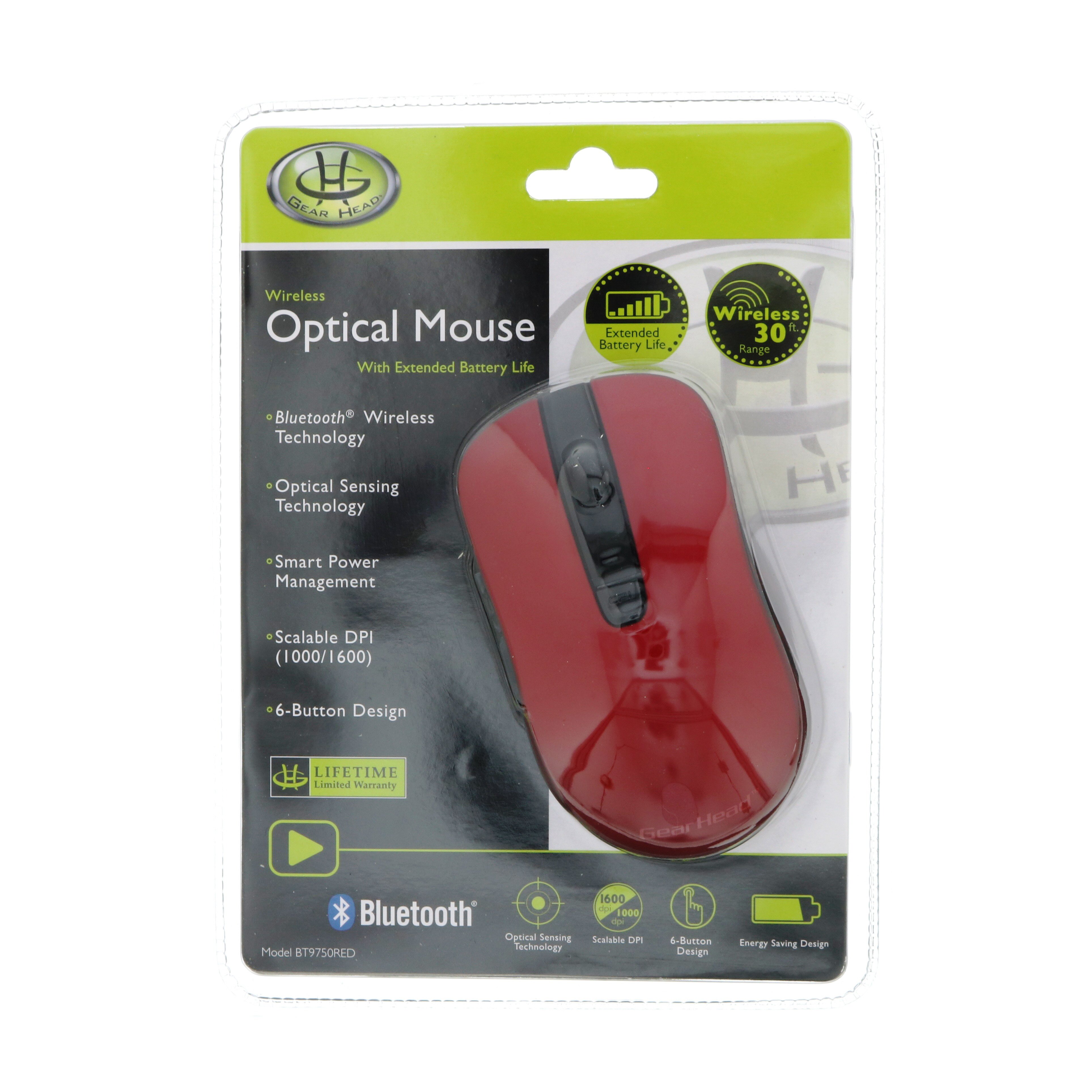 Gear Head Bluetooth Optical Smart Mouse, Red Shop at HEB