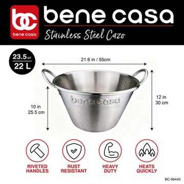 Bene Casa Stainless Steel Cazo, 22 L