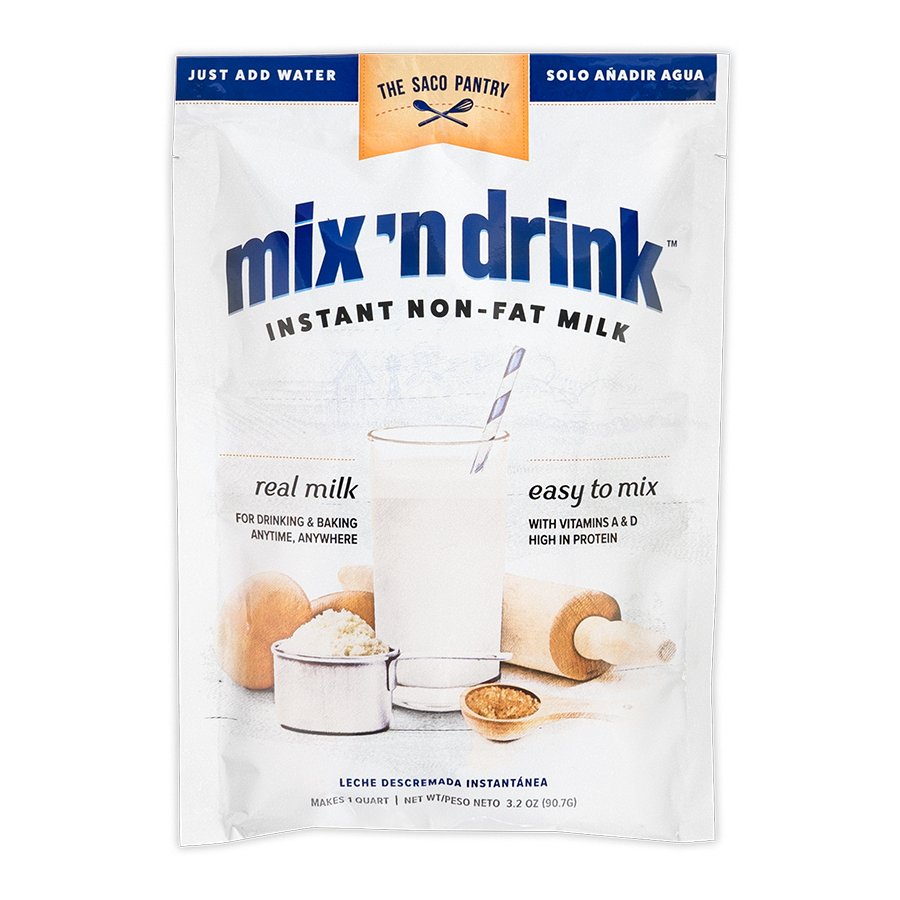 Saco Mix 'N Drink Instant Skim Milk, 3.2 oz