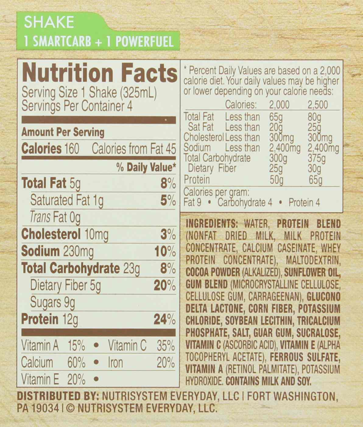 18 Nutrisystem Shake Nutrition Facts 