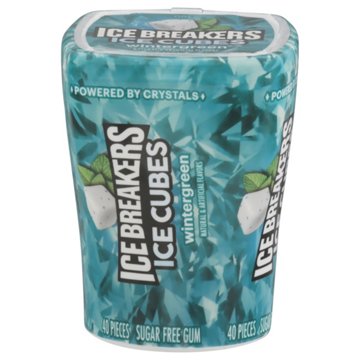 Ice Breakers Ice Cubes Wintergreen Sugar Free Chewing Gum, 40 pc
