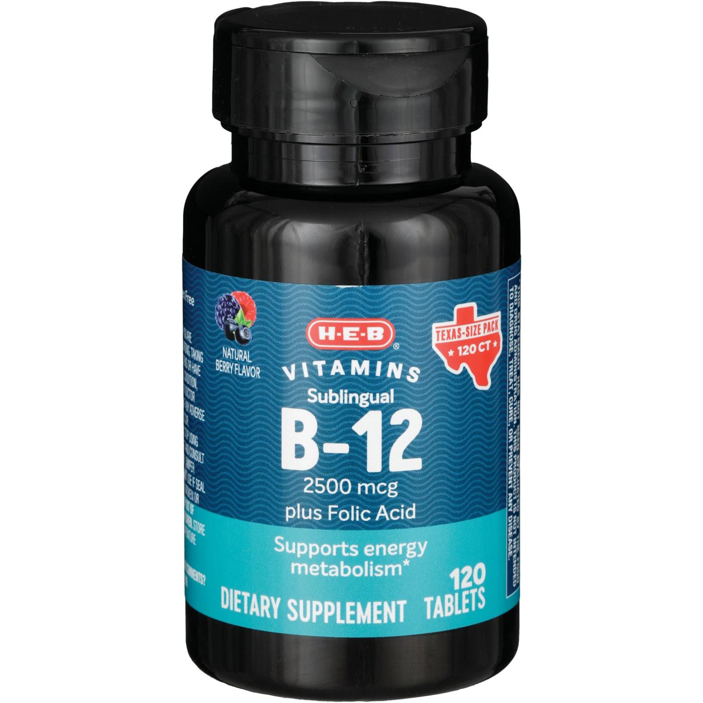 H-E-B Vitamins B-12 Sublingual 2,500 mcg Tablets - Texas-Size Pack; image 1 of 2