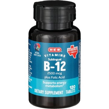 H-E-B Vitamins B-12 Sublingual 2,500 mcg Tablets - Texas-Size Pack, 120 ct