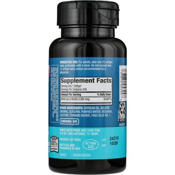 H-E-B Vitamins Super Potency Biotin 5,000 mcg Softgels - Texas-Size Pack, 240 ct