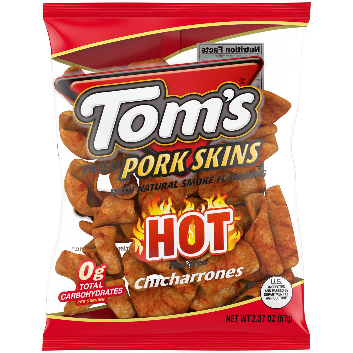 Tom's Hot Chicharrones Flavored Pork Skins; image 1 of 2