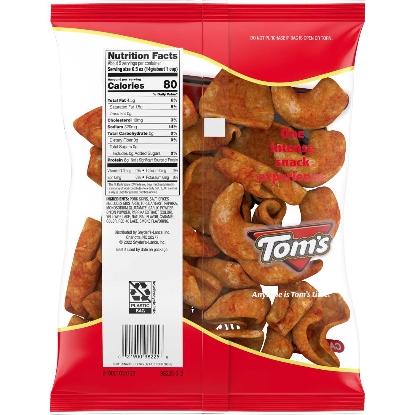 Tom's Hot Chicharrones Flavored Pork Skins; image 2 of 2