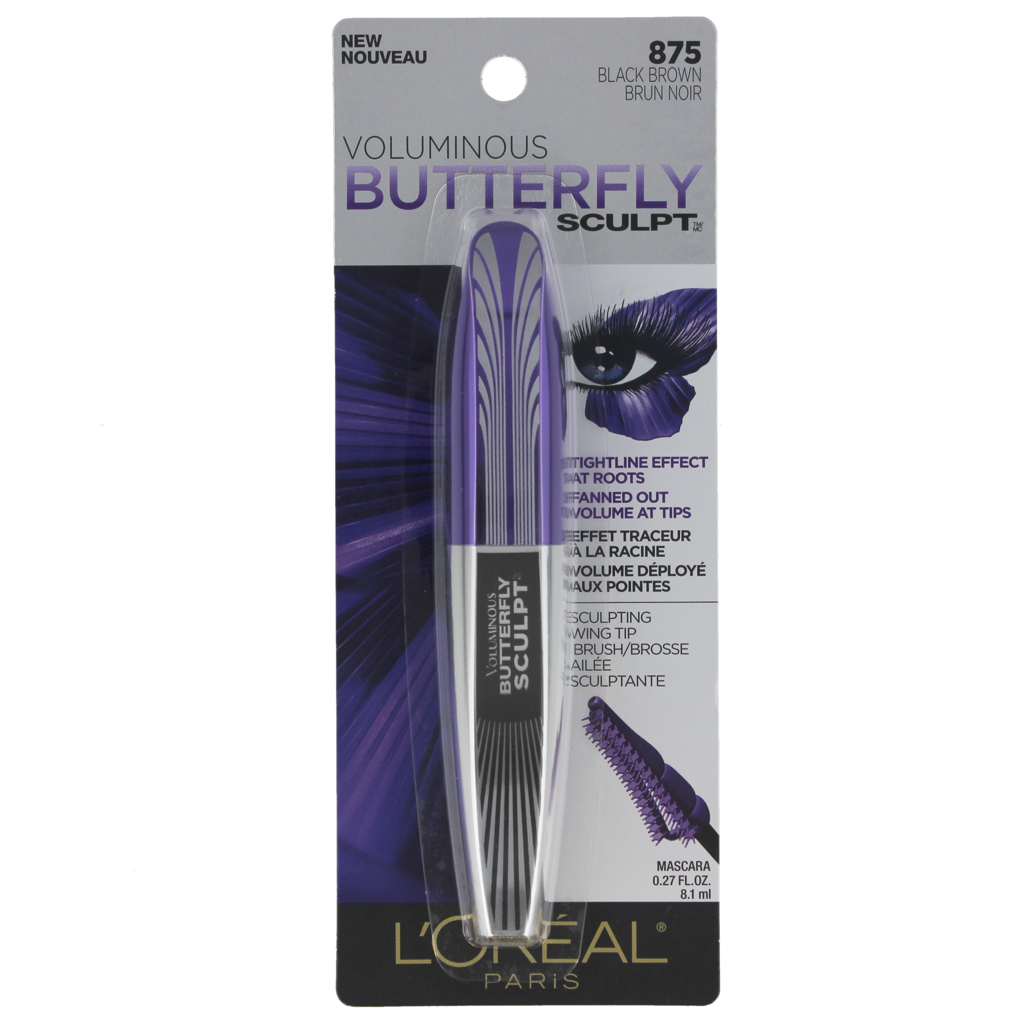 L'Oréal Paris Voluminous Butterfly Washable Mascara, Black Brown 875 - Shop Mascara at