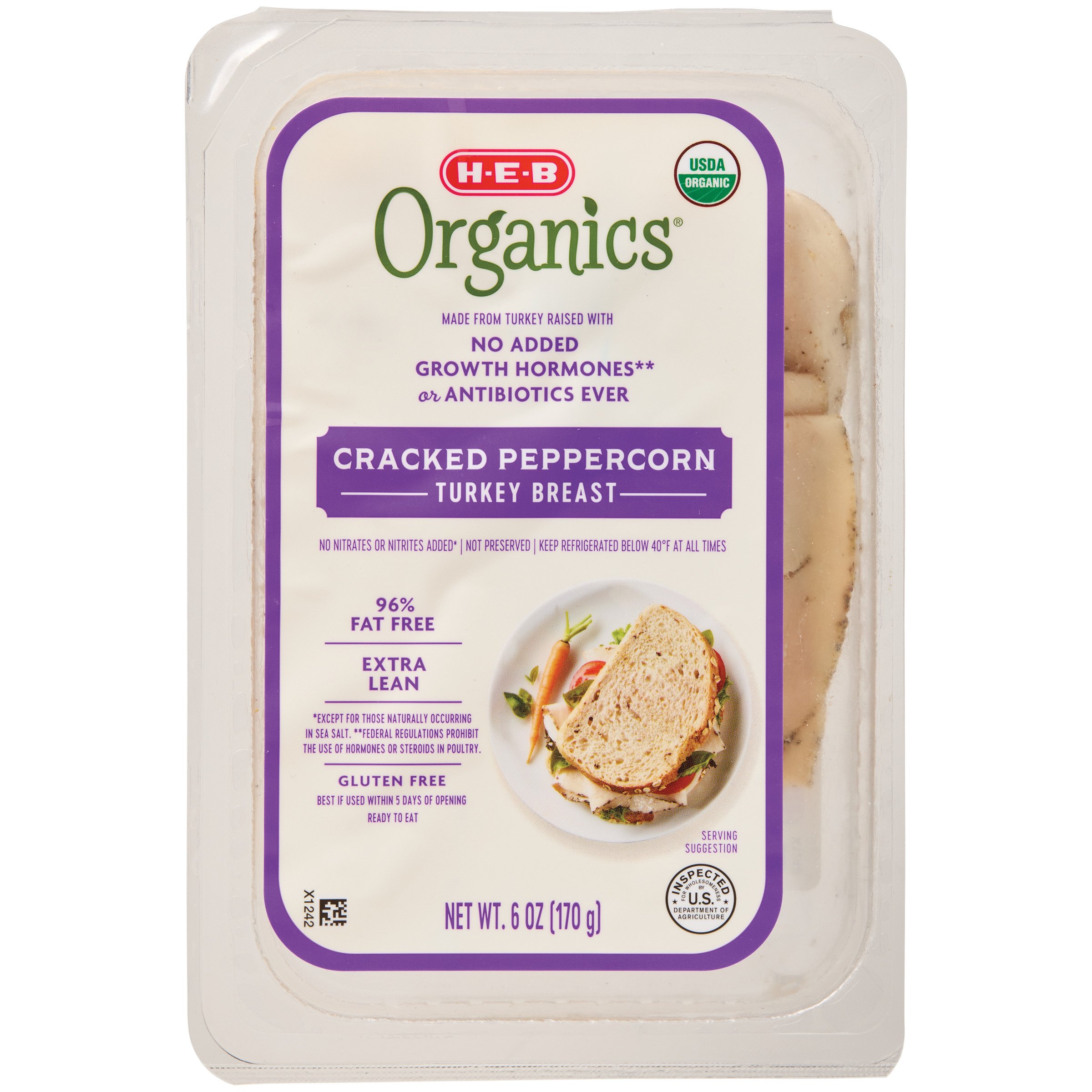 H-E-B Organics Cracked Peppercorn Turkey Breast Lunch Meat, 6 oz