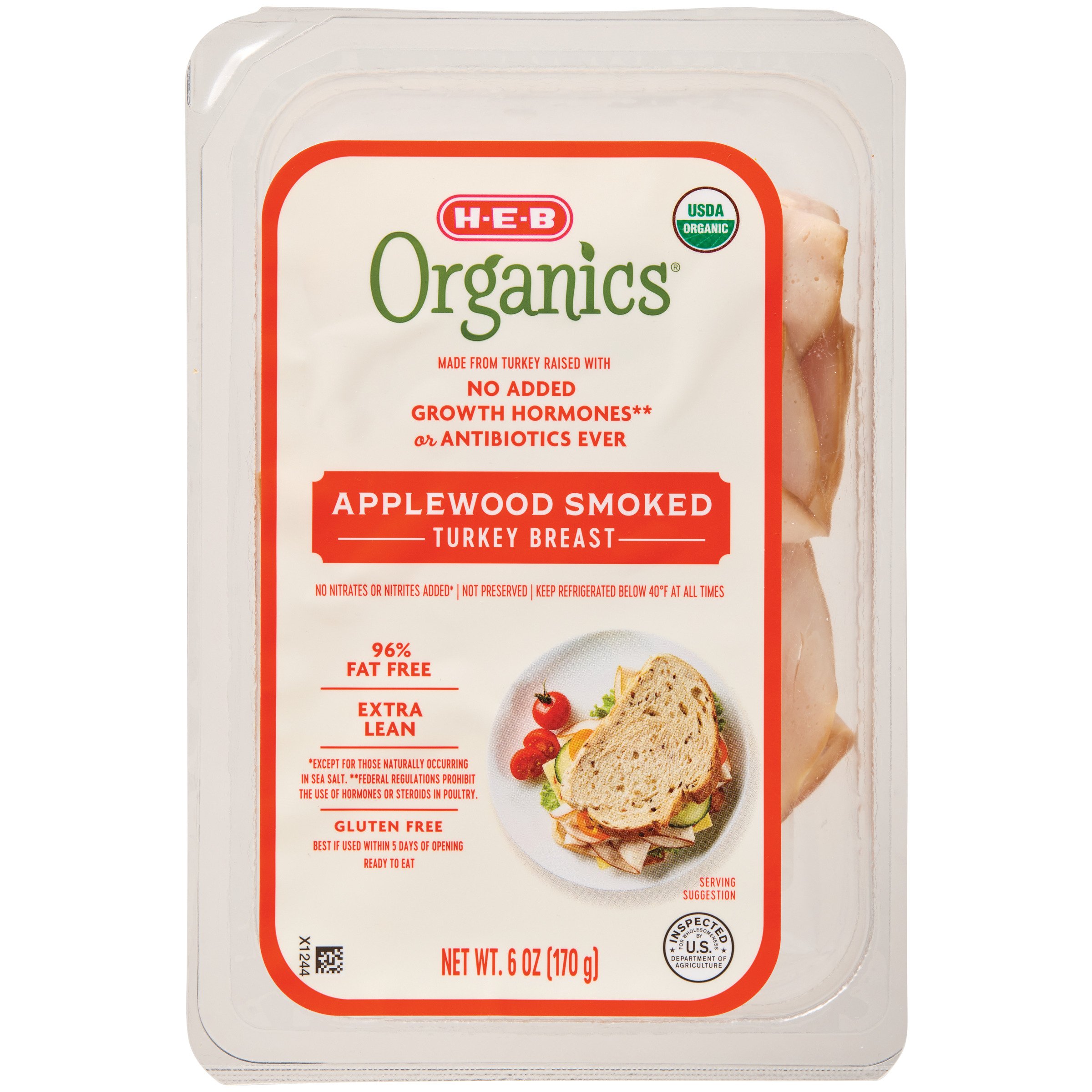 H-E-B Organics Applewood-Smoked Turkey Breast Lunch Meat - Shop Meat At ...