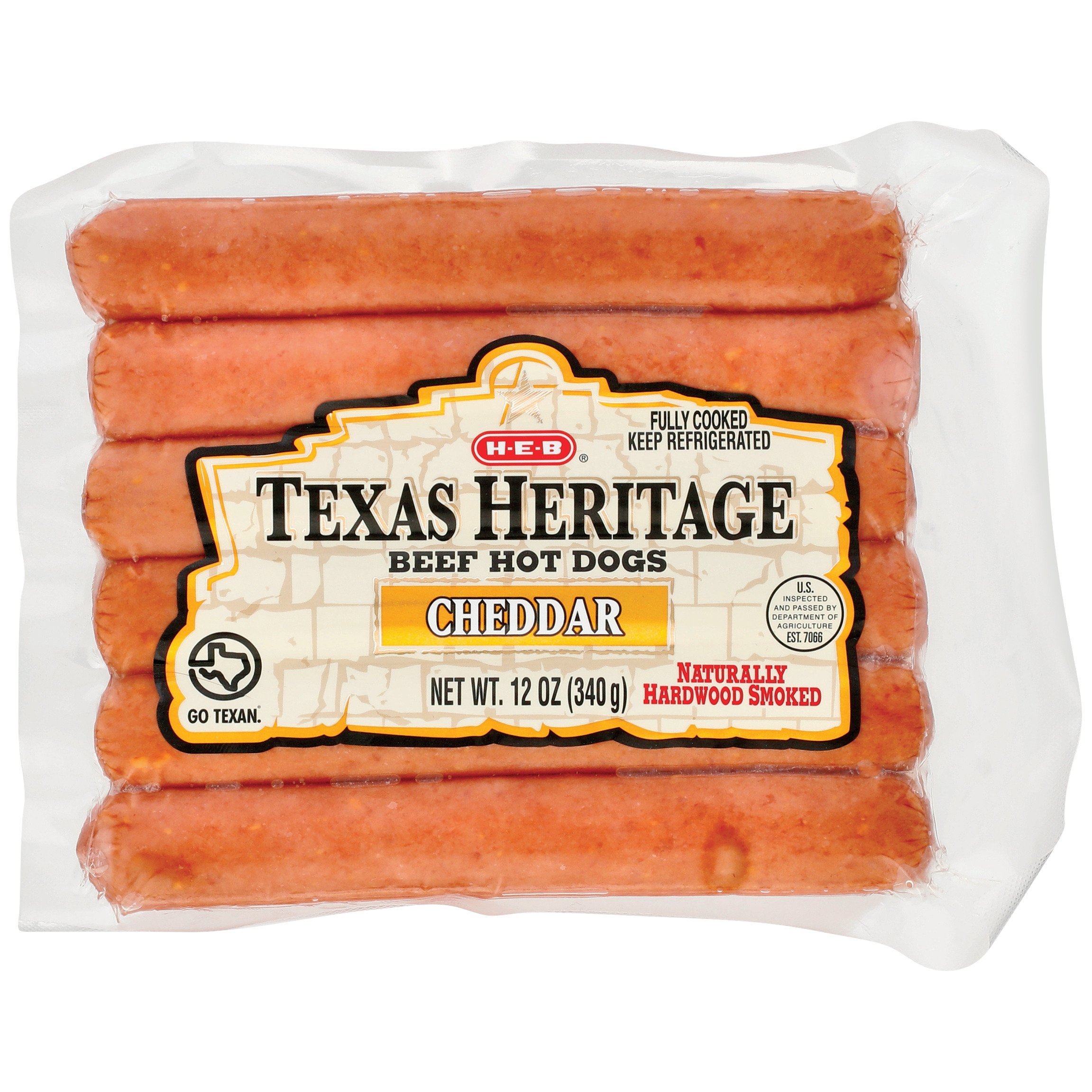 HEB Texas Heritage Beef Hot Dogs Longhorn Cheddar Shop Hot Dogs at