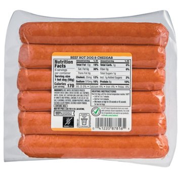 H-E-B Texas Heritage Beef Hot Dogs - Cheddar, 6 ct