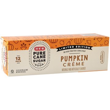 H-E-B Pure Cane Sugar Pumpkin Crème Soda 12 pk Cans