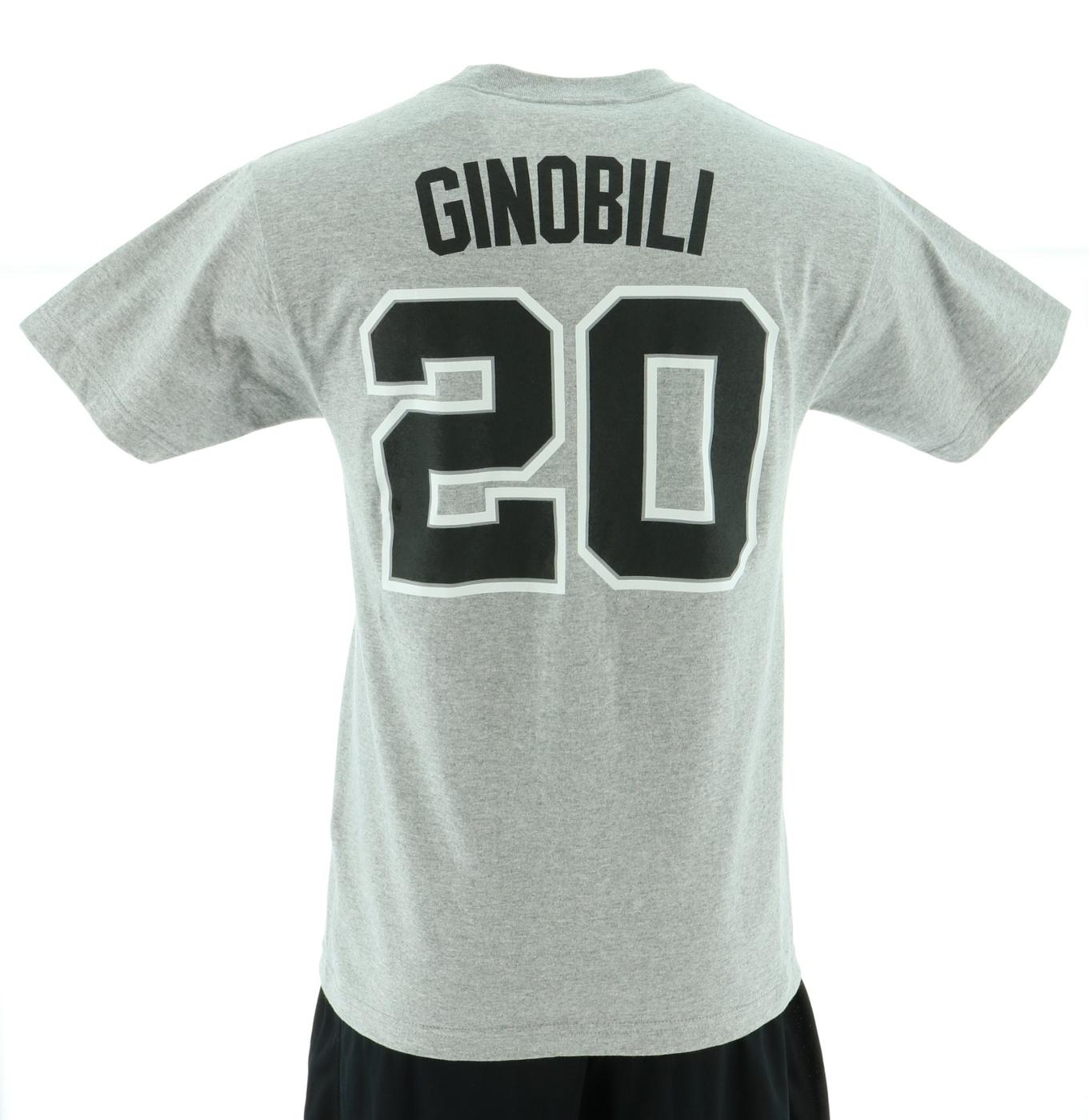 San Antonio Spurs #20 Manu Ginobili, Gray T-Shirt; image 2 of 2