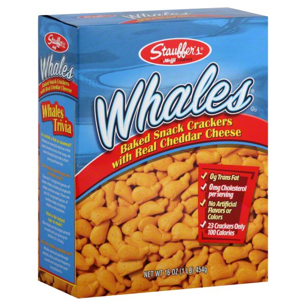 Stauffer's Whales Cheddar Cheese Baked Snack Crackers Shop Crackers