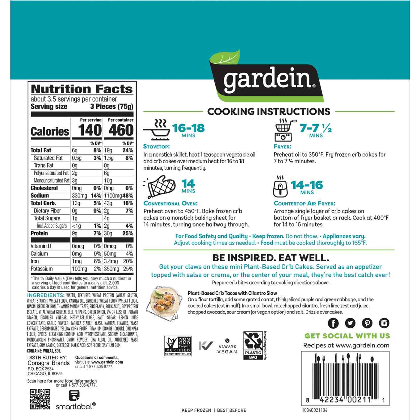 Gardein Vegan Frozen Mini Crispy Plant-Based Crabless Cakes; image 2 of 7