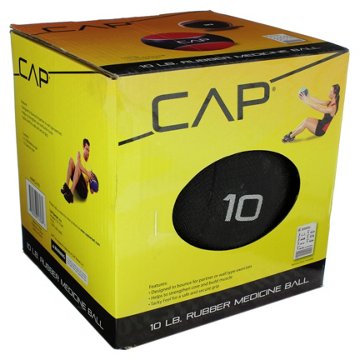 CAP 10 LB Rubber Medicine Ball, Red, EACH