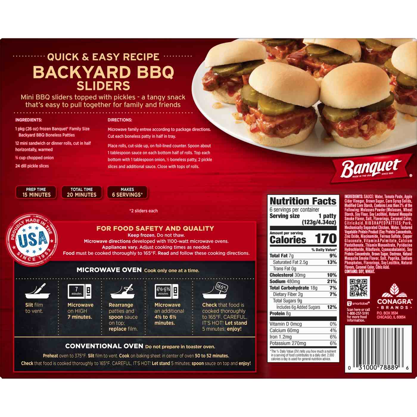 Banquet Frozen Backyard BBQ Boneless Patties - Family-Size; image 3 of 4