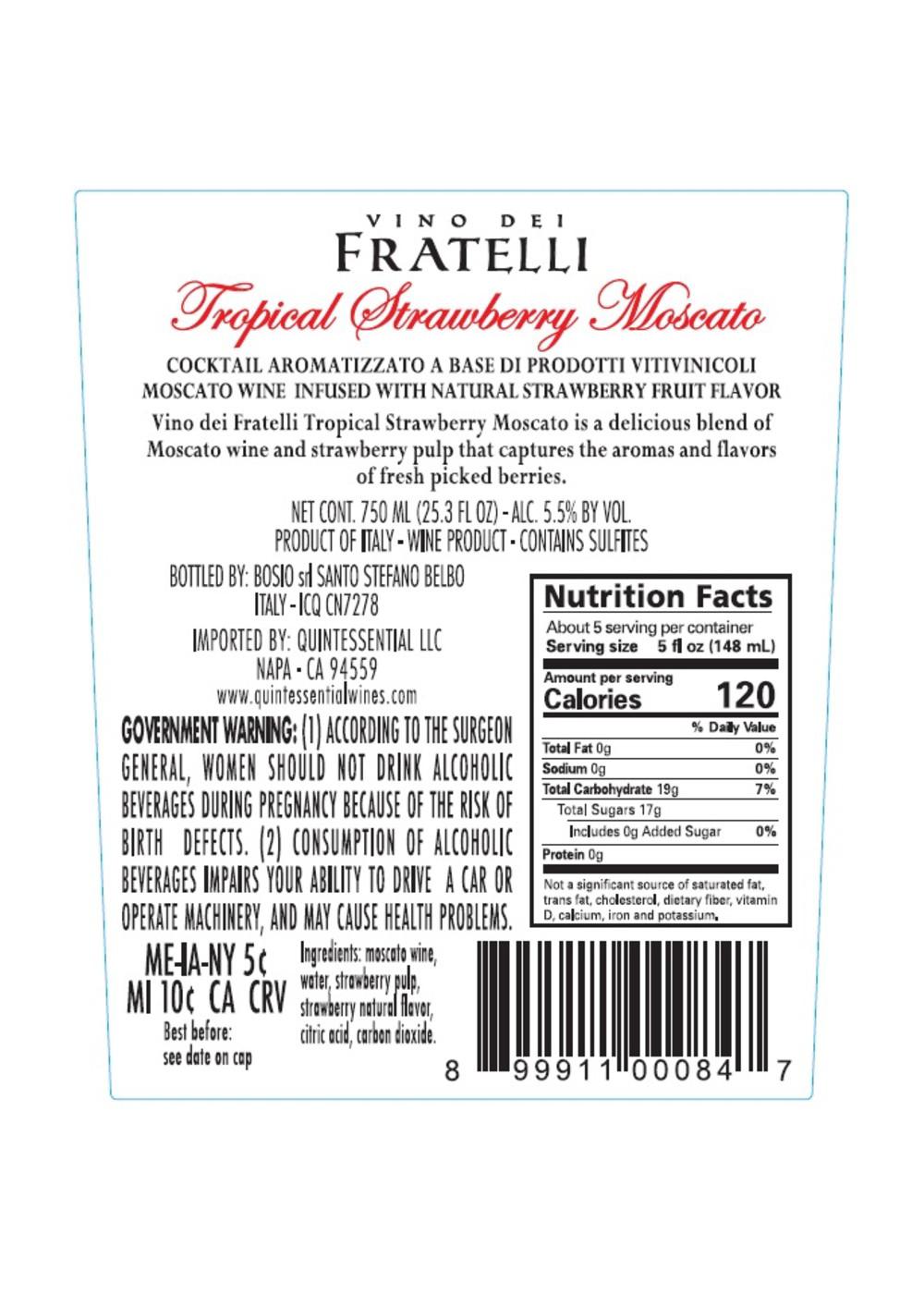 Fratelli Tropical Strawberry Moscato Fruit Wine; image 2 of 3