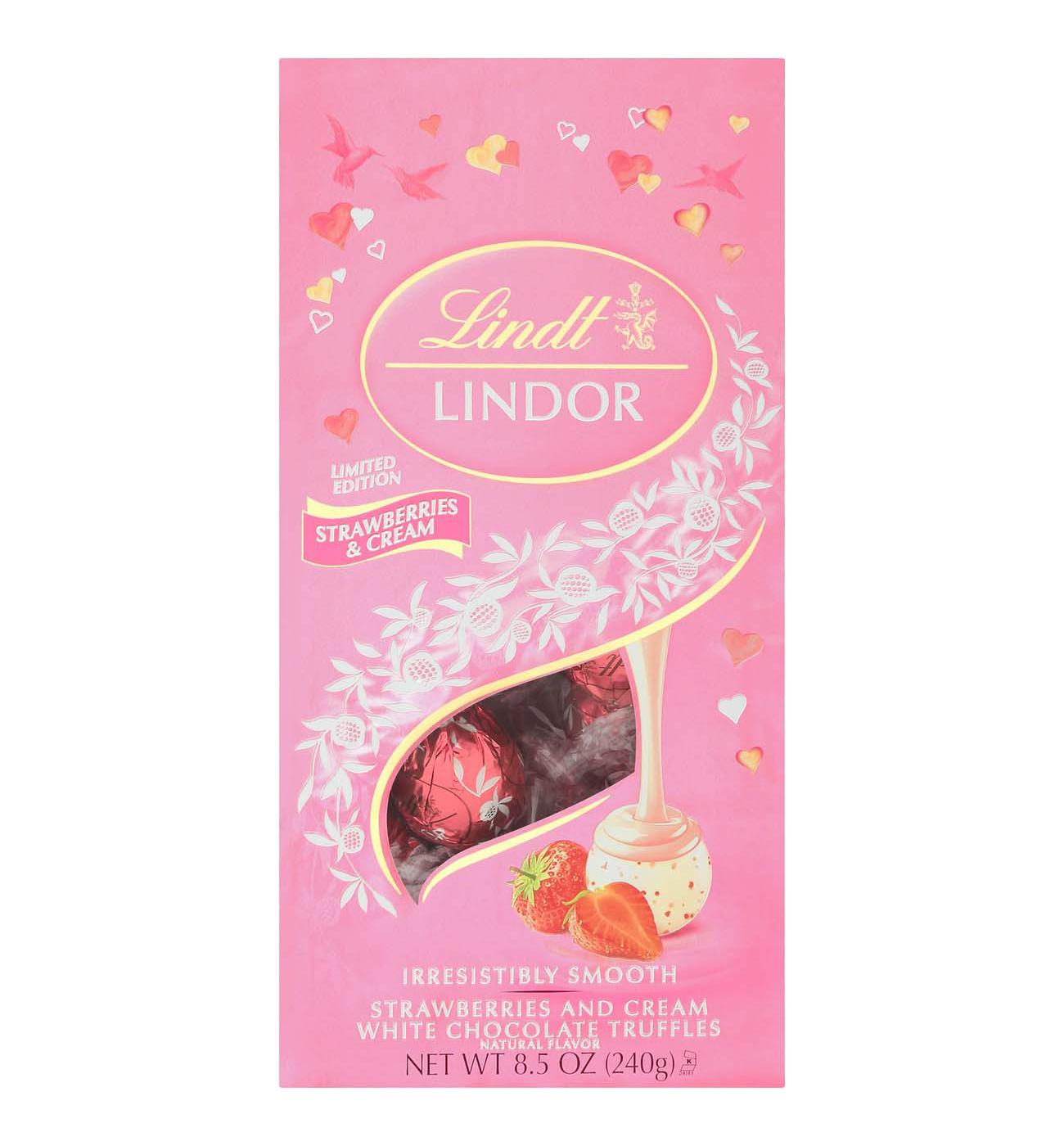 Lindt Lindor Strawberries & Cream White Chocolate Truffles Valentine's Candy; image 1 of 3