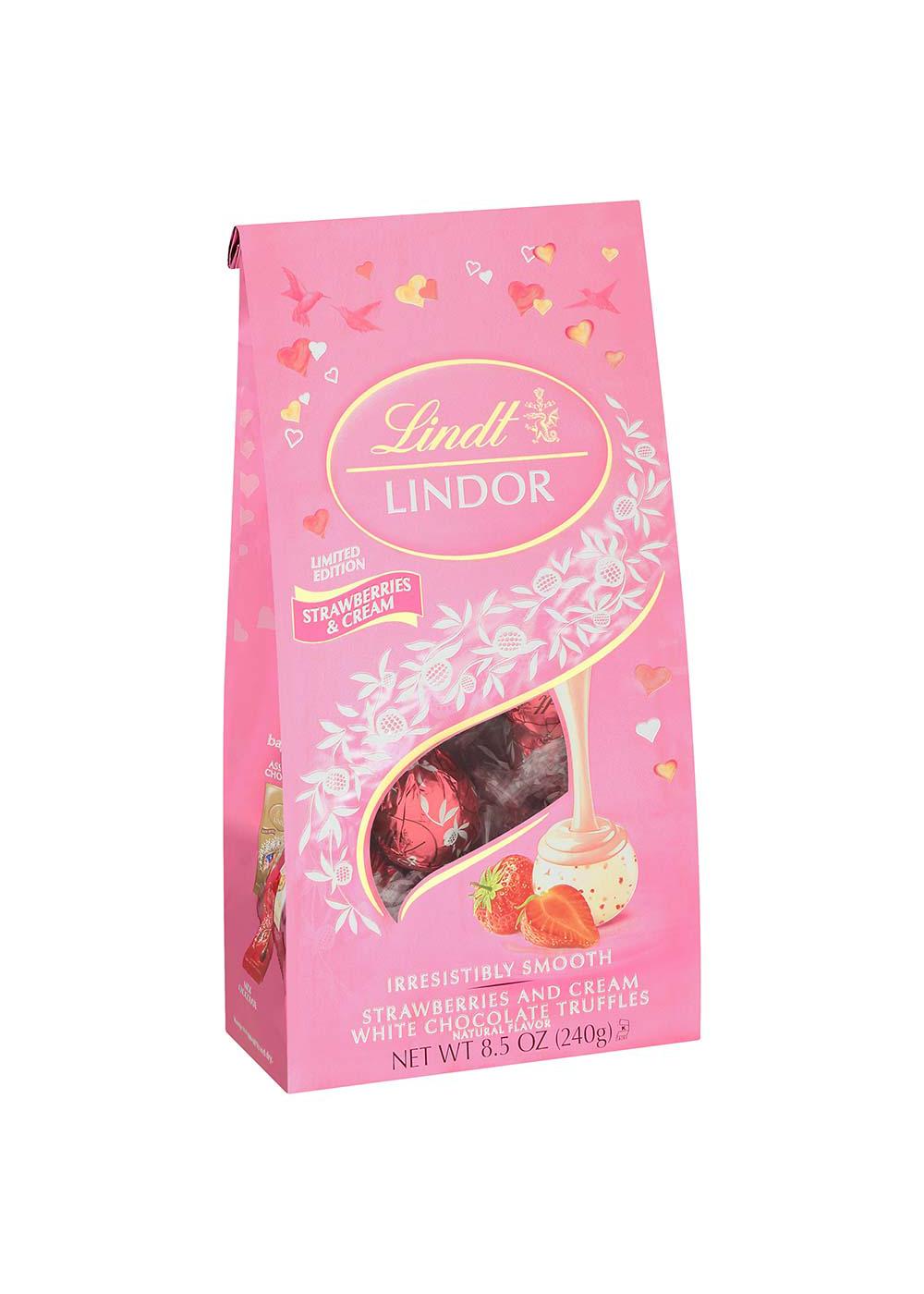 Lindt Lindor Strawberries & Cream White Chocolate Truffles Valentine's Candy; image 3 of 3