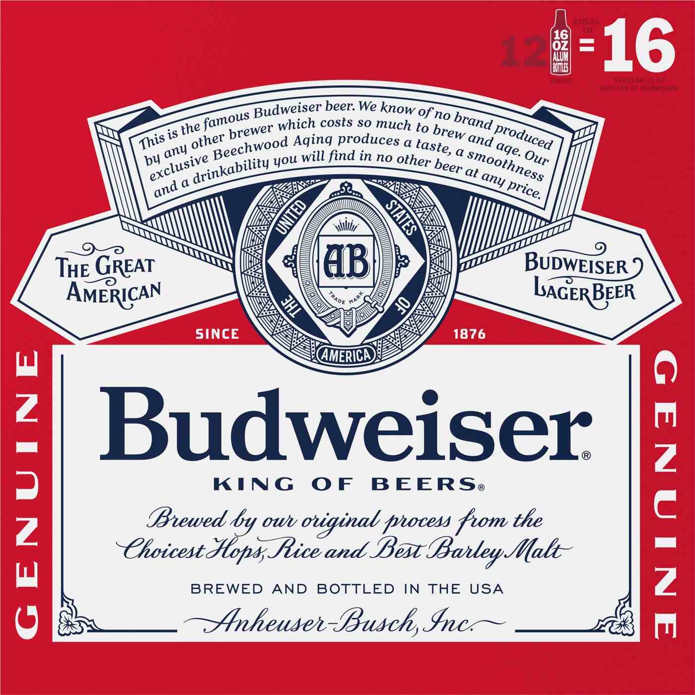 Budweiser Beer 16 oz Aluminum Bottles; image 2 of 2