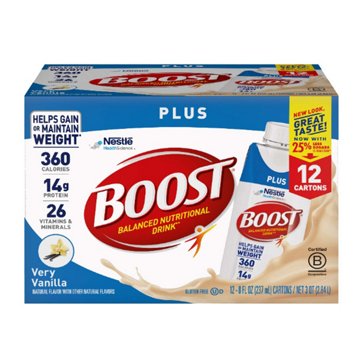 BOOST Plus 14g Protein Nutritional Drinks 12 pk Bottles - Very Vanilla