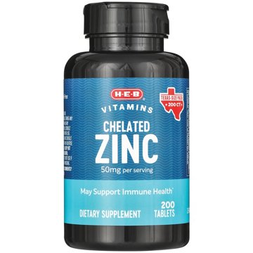 H-E-B Vitamins Zinc Gluconate 50 mg Tablets - Texas-Size Pack, 200 ct