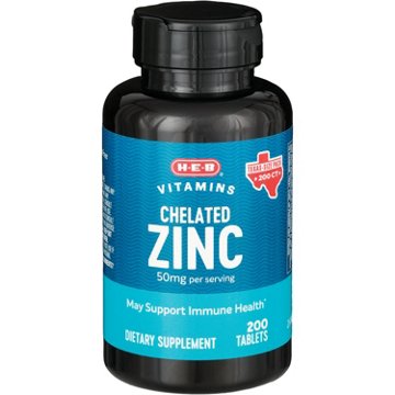 H-E-B Vitamins Zinc Gluconate 50 mg Tablets - Texas-Size Pack, 200 ct