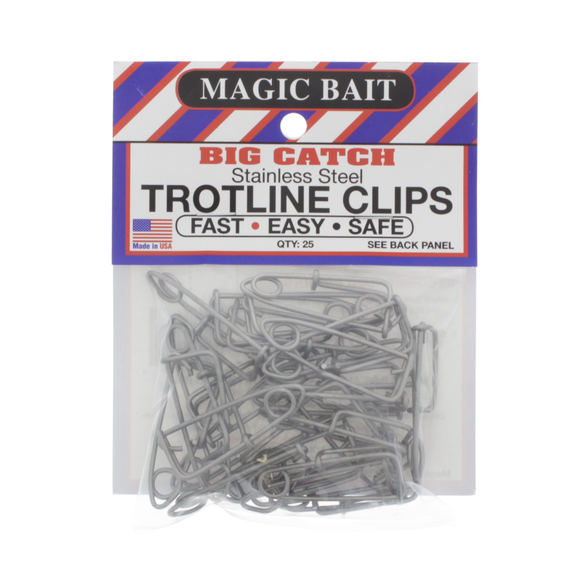 Magic Bait, Stainless Steel Trot Line Clips, 25ct 