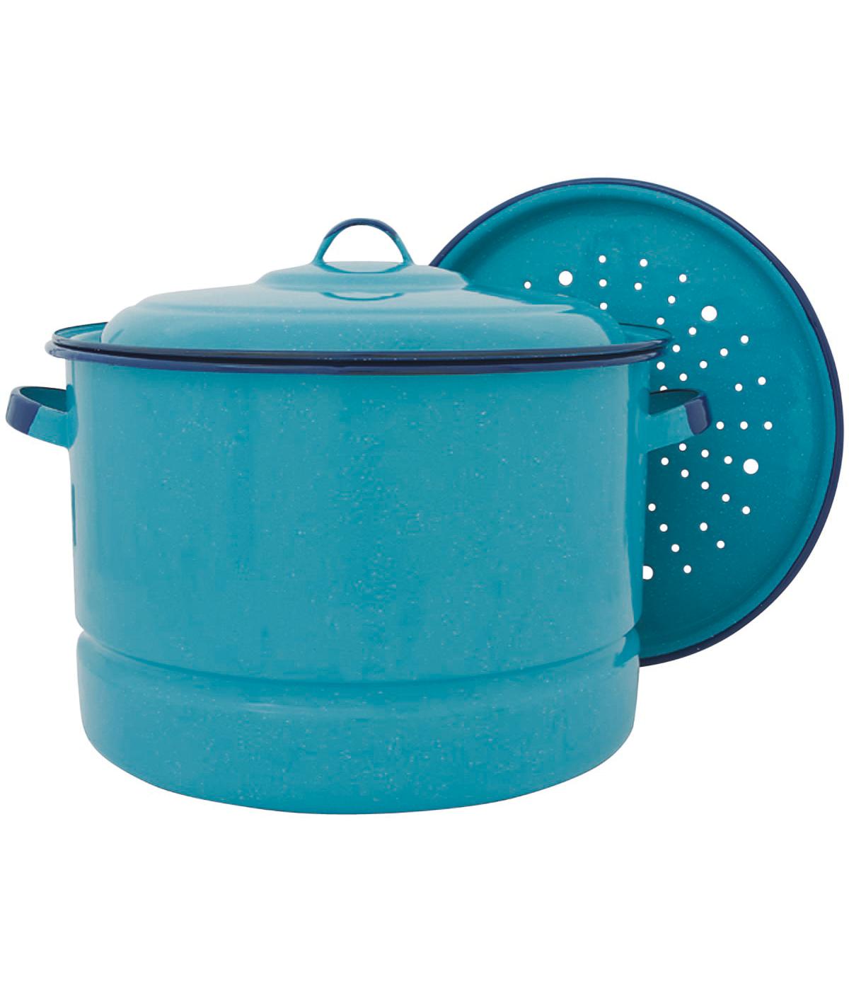 Cinsa Turquoise Blue Steamer Pot with Lid & Trivet; image 2 of 2