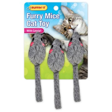 Ruffin' It Furry Mice Cat Toy With Catnip, EACH