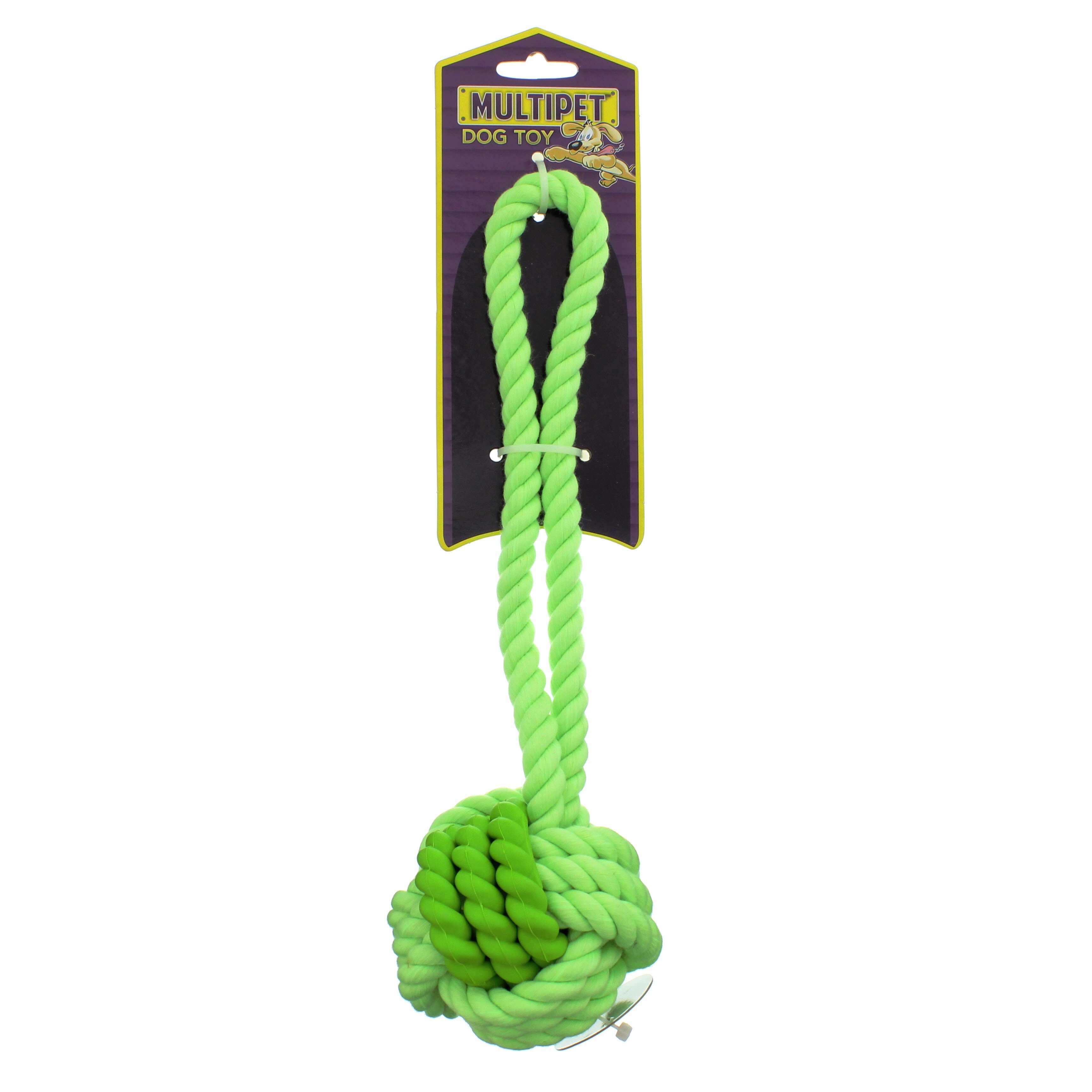 Multipet Nuts for Knots Rope/Rubber Ball with Tug Dog Toy, Colors May