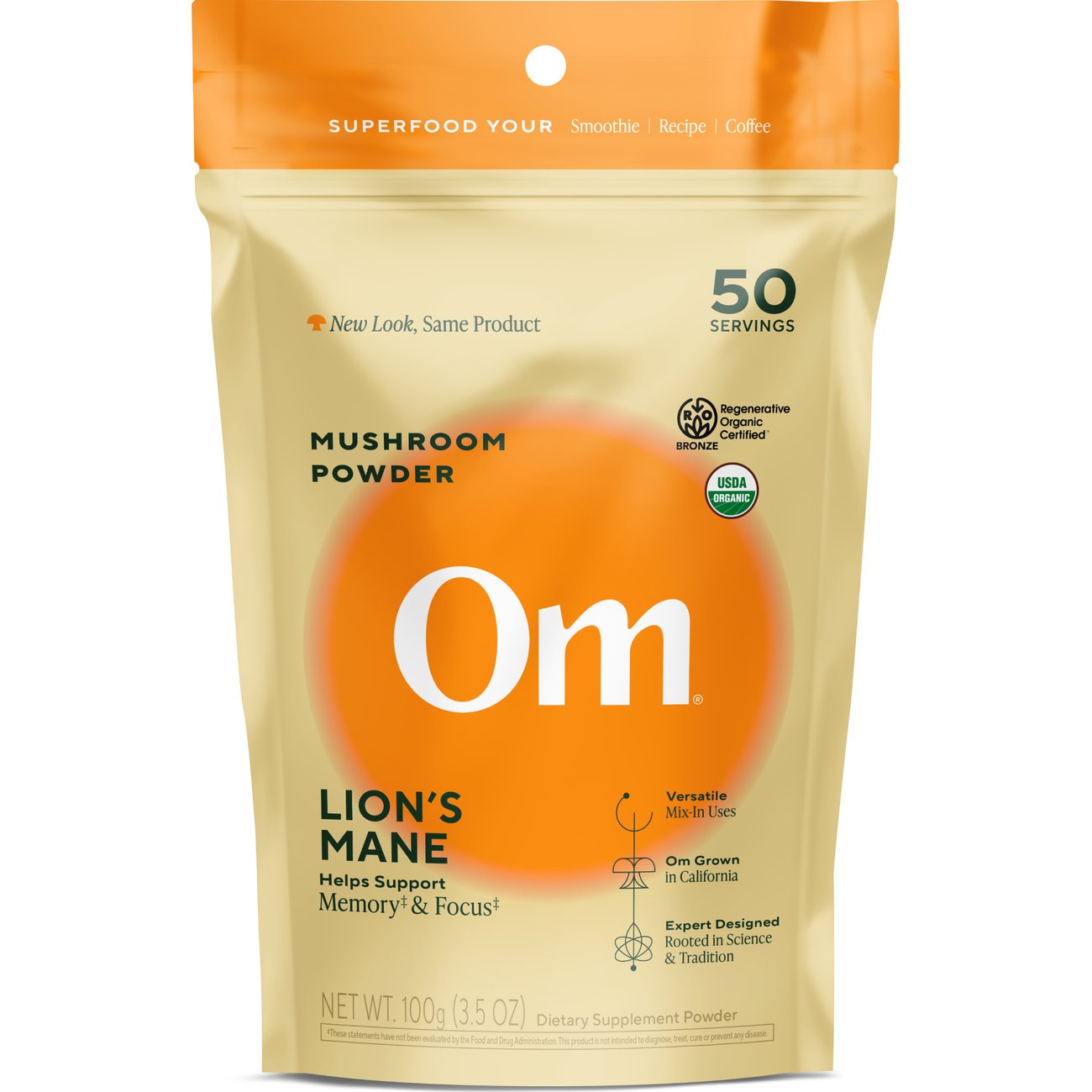 Om Lion's Mane Mushroom Superfood Powder, 3.5 oz | Central Market ...