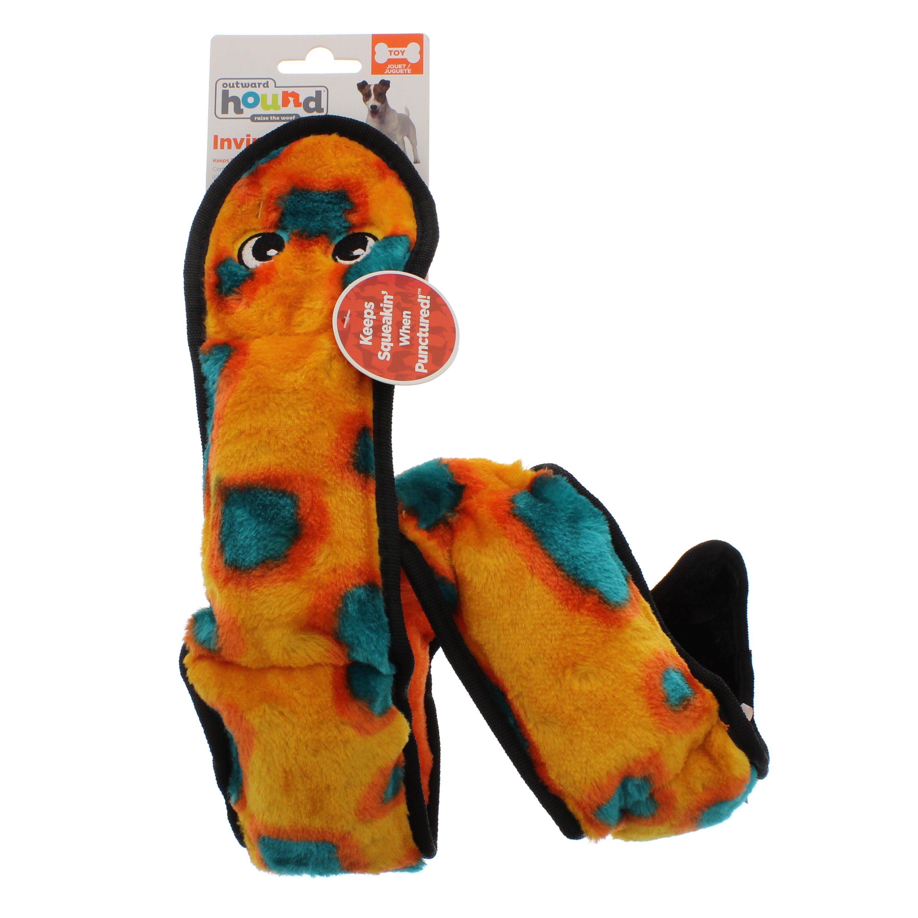 Outward Hound Invincibles Dog Toys Orange/Blue Snake